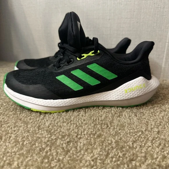 Adidas Kids Black and Green Running Shoes - Picture 1 of 10